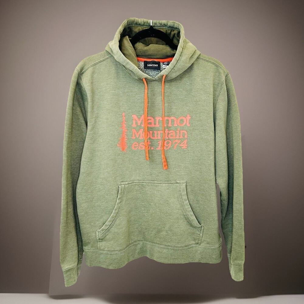MARMOT Mountain Midweight Graphic Pullover Hoody , Green, Men's Medium